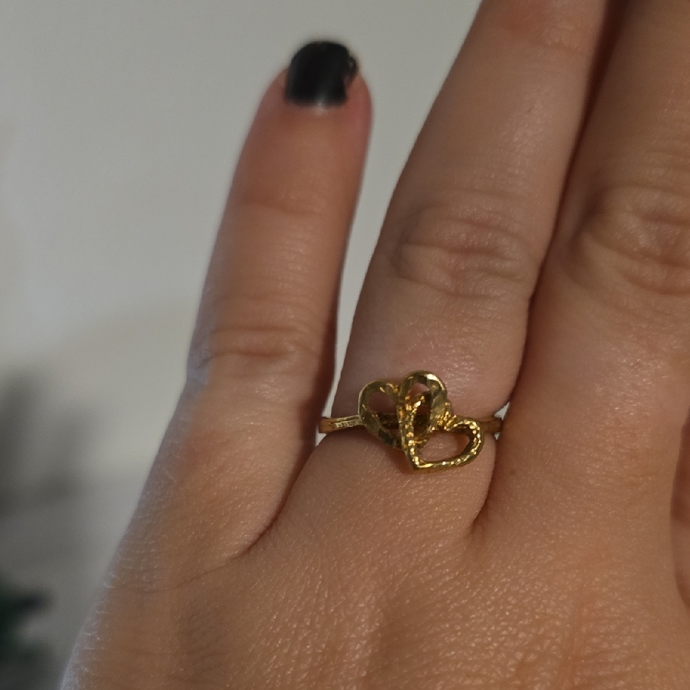 Custom 10k Gold Double Interlocking Heart Ring